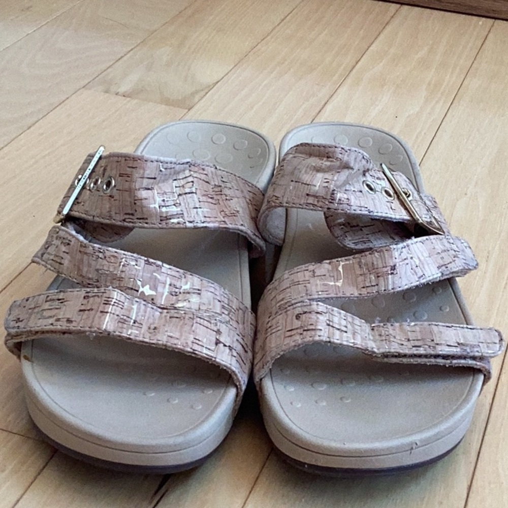 Vionic Pacific Rio Tan Gold Cork Adjustable Strap Platform Sandals, women’s 9 - Picture 6 of 16